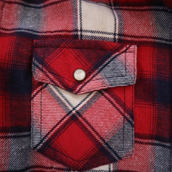Mossimo Western Style Long Sleeve Plaid Flannel Button Down Shirt Size XS - Picture 6 of 13